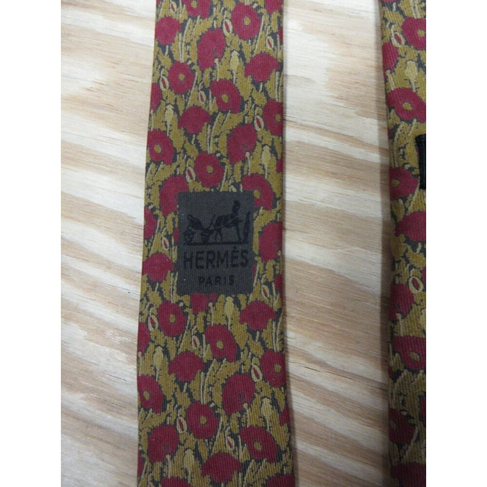 Hermes Neck Tie Yellow Silk Floral Jacquard Woven Formal Designer France - Picture 5 of 8